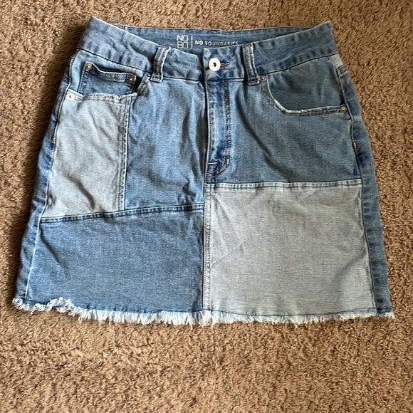 No Boundaries Dresses & Skirts - No Boundaries Patchwork Denim Skirt